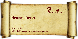 Nemes Anna névjegykártya